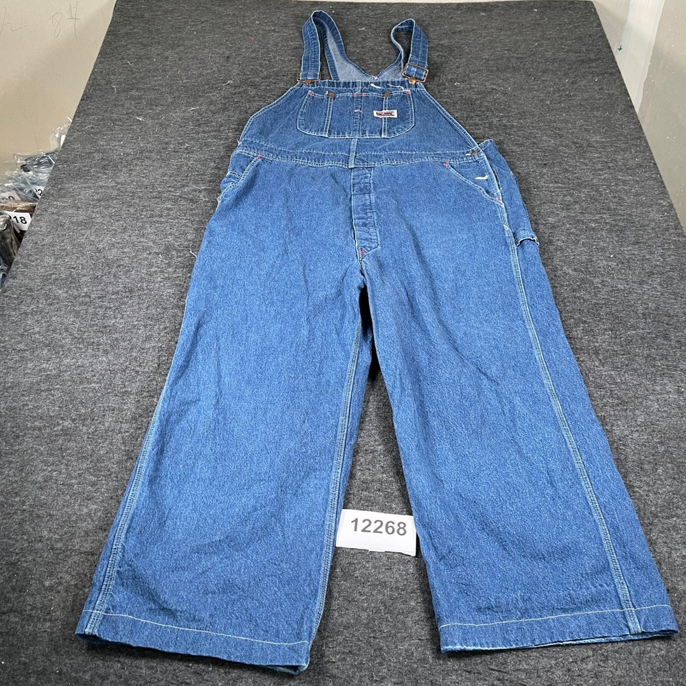 Vintage Big Mac Carpenter Overalls Bib Mens 44x32 Blue Denim Cotton Workwear
